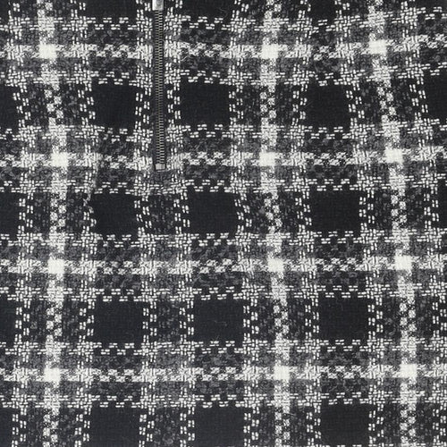 Marks and Spencer Womens Black Plaid Wool A-Line Skirt Size 10 Zip