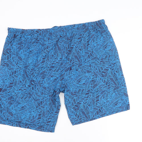 Atlas Mens Blue Geometric Cotton Sweat Shorts Size 3XL Regular Drawstring