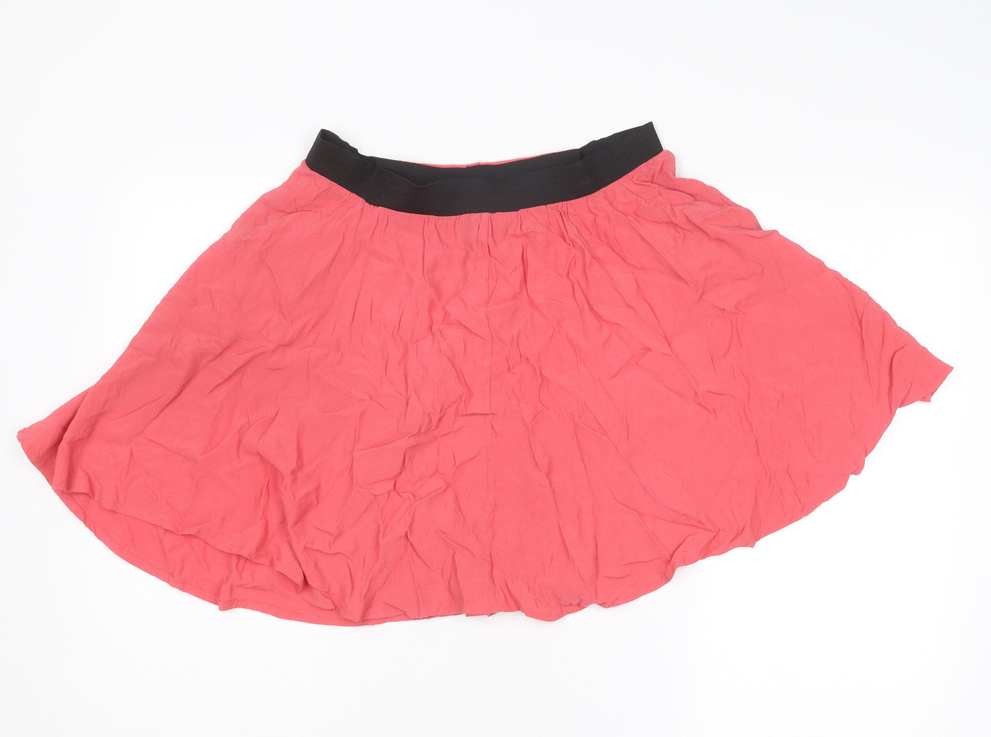 Warehouse Womens Pink Viscose Swing Skirt Size 10 Button