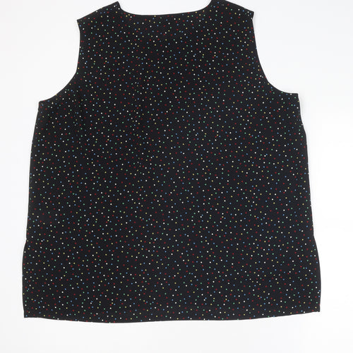 ELVI Womens Black Polka Dot Polyester Basic Tank Size 22 Round Neck