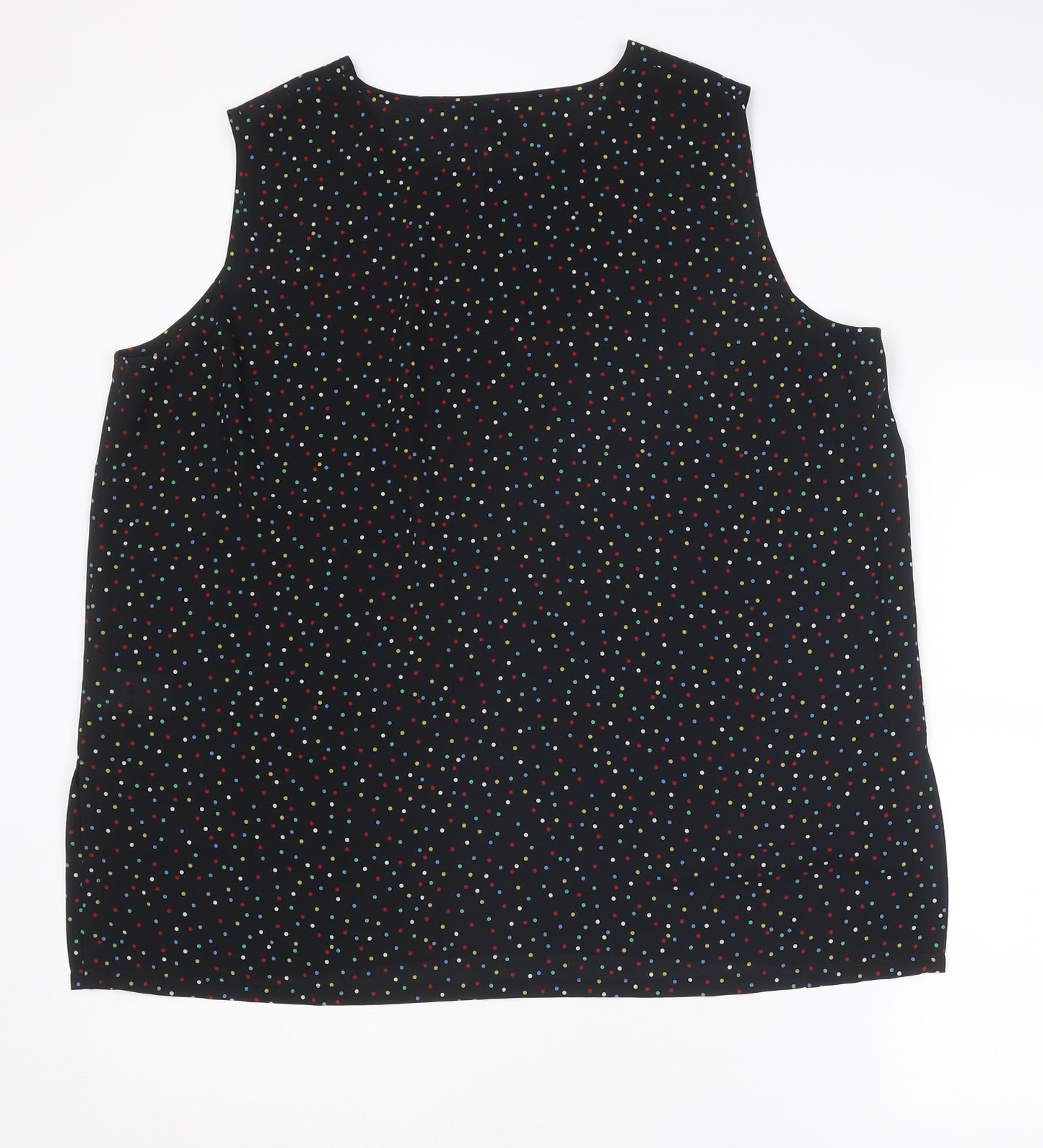 ELVI Womens Black Polka Dot Polyester Basic Tank Size 22 Round Neck