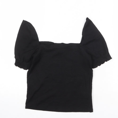 H&M Womens Black Polyester Basic T-Shirt Size S Square Neck