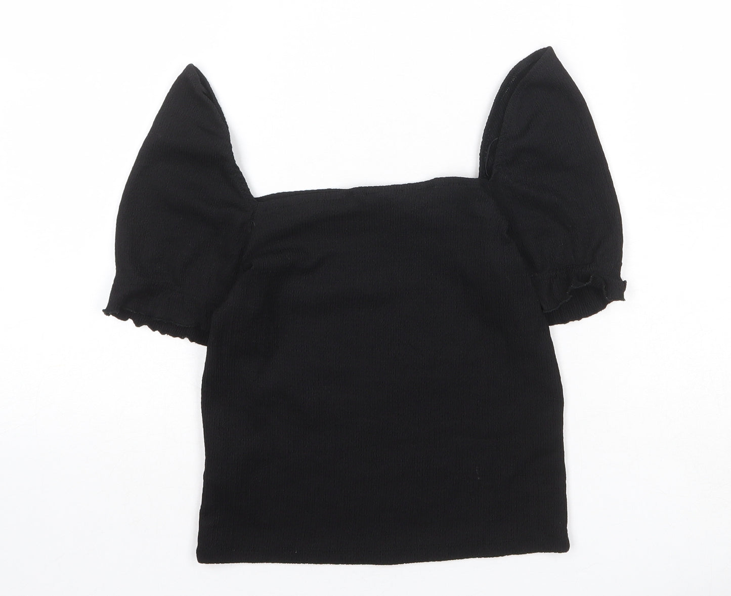 H&M Womens Black Polyester Basic T-Shirt Size S Square Neck