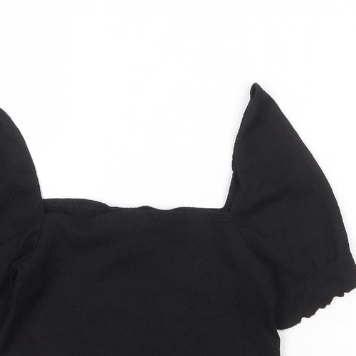 H&M Womens Black Polyester Basic T-Shirt Size S Square Neck