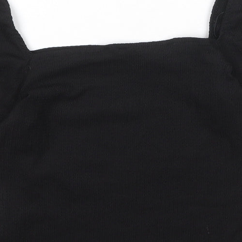 H&M Womens Black Polyester Basic T-Shirt Size S Square Neck