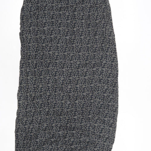 NEXT Womens Grey Geometric Viscose A-Line Skirt Size 6 Zip