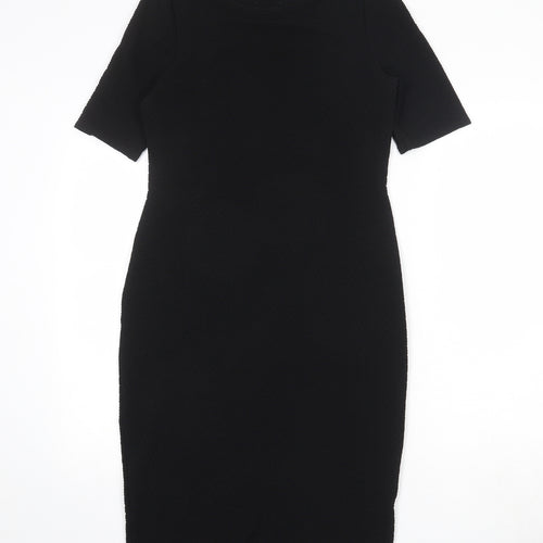 Dorothy Perkins Womens Black Polyester Pencil Dress Size 12 Boat Neck Pullover