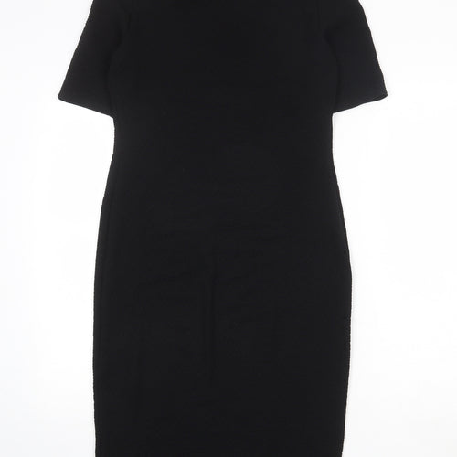 Dorothy Perkins Womens Black Polyester Pencil Dress Size 12 Boat Neck Pullover