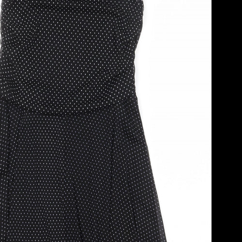 Izabel London Womens Black Polka Dot Polyester Fit & Flare Size XL Square Neck Pullover