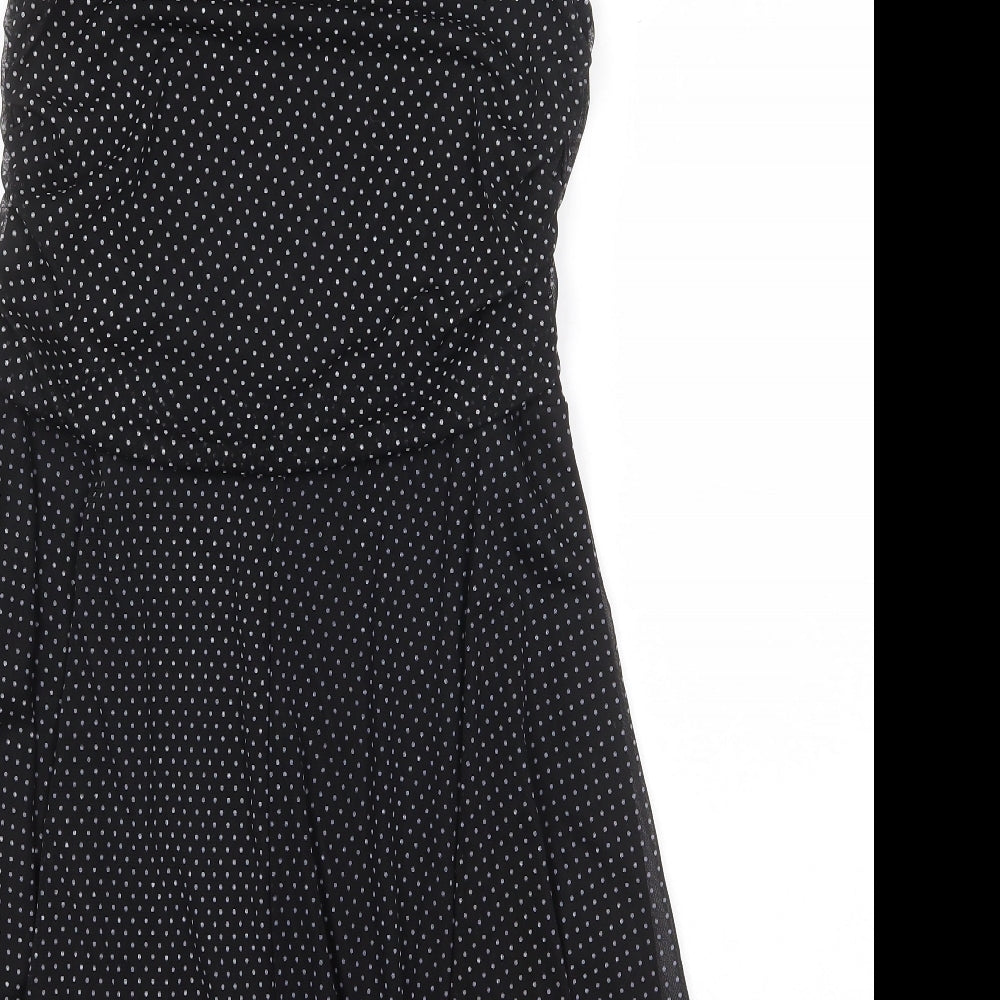 Izabel London Womens Black Polka Dot Polyester Fit & Flare Size XL Square Neck Pullover
