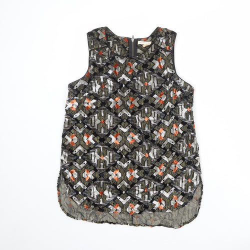 Meadow Rue Womens Multicoloured Geometric Viscose Basic Tank Size S Round Neck