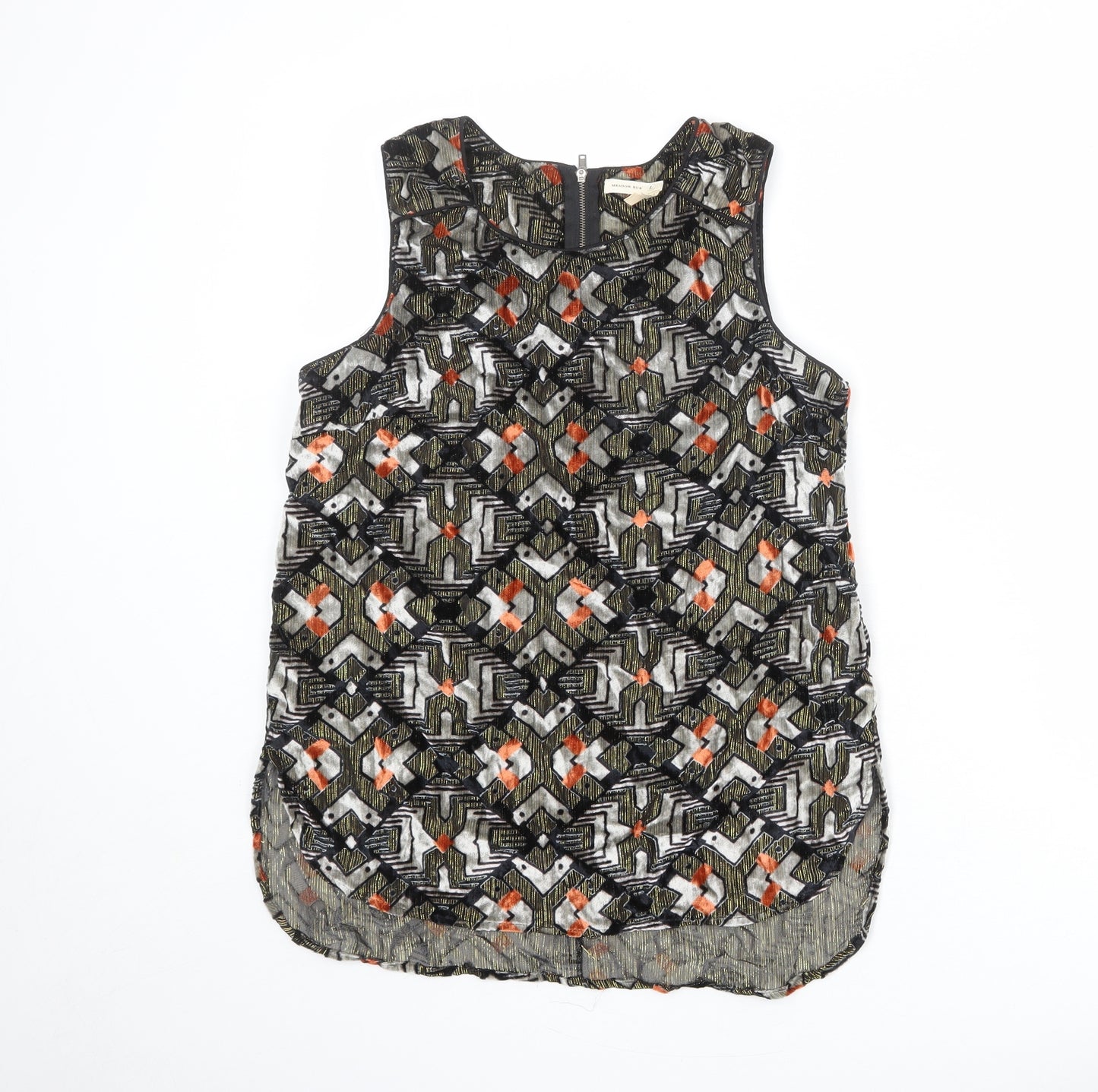 Meadow Rue Womens Multicoloured Geometric Viscose Basic Tank Size S Round Neck