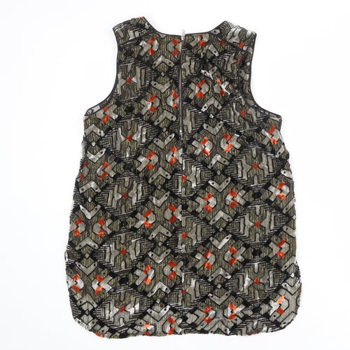 Meadow Rue Womens Multicoloured Geometric Viscose Basic Tank Size S Round Neck