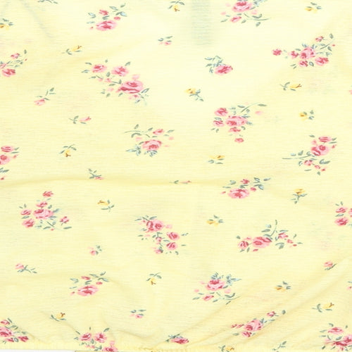 Divided by H&M Womens Yellow Fair Isle Polyester Cropped Button-Up Size S V-Neck - Knot Front
