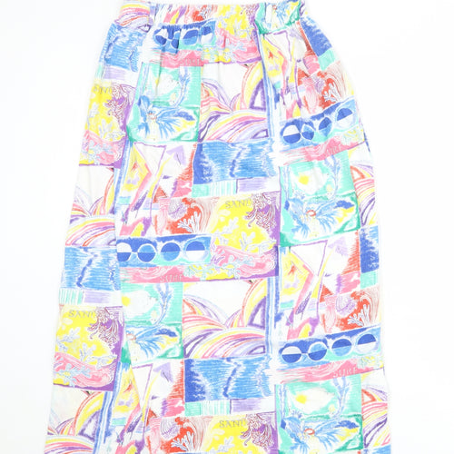 Emreco Womens Multicoloured Geometric Polyester A-Line Skirt Size 12