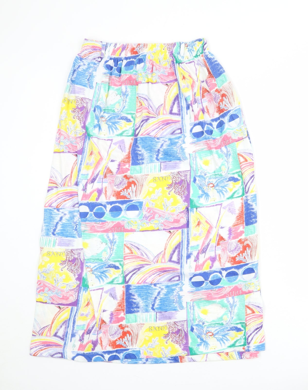 Emreco Womens Multicoloured Geometric Polyester A-Line Skirt Size 12