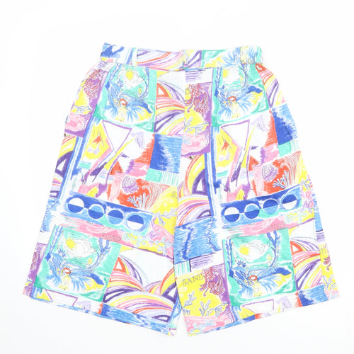 Emreco Womens Multicoloured Floral Polyester Bermuda Shorts Size 14 Regular Zip