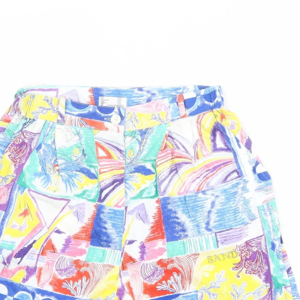 Emreco Womens Multicoloured Floral Polyester Bermuda Shorts Size 14 Regular Zip