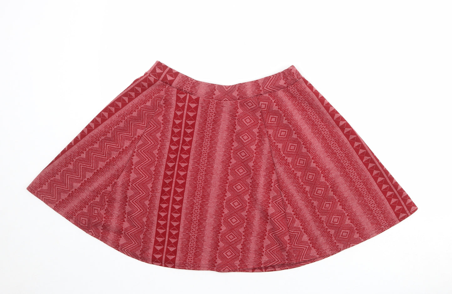 River Island Womens Red Geometric Polyester Swing Skirt Size 10