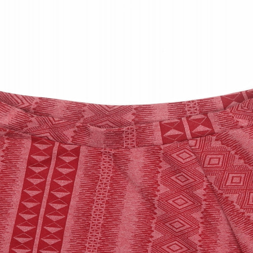 River Island Womens Red Geometric Polyester Swing Skirt Size 10