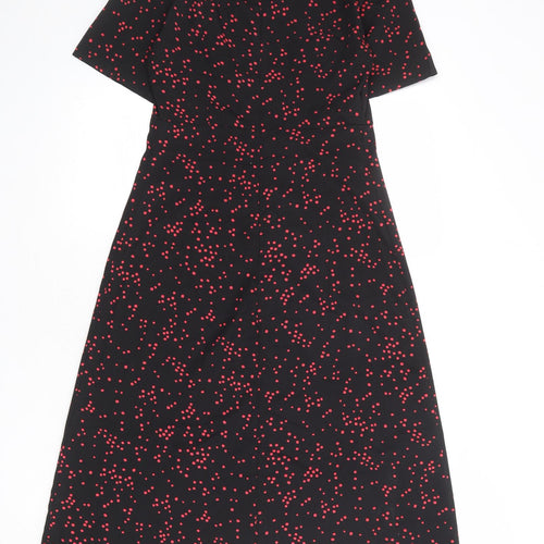 Nasty Gal Womens Black Geometric Polyester A-Line Size 8 V-Neck Zip