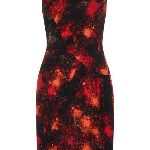Marks and Spencer Womens Black Geometric Polyester Pencil Dress Size 10 Boat Neck Pullover