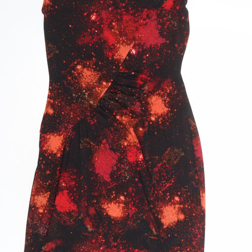 Marks and Spencer Womens Black Geometric Polyester Pencil Dress Size 10 Boat Neck Pullover
