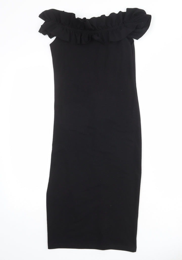 Zara Womens Black Polyester Sheath Size M Off the Shoulder Pullover