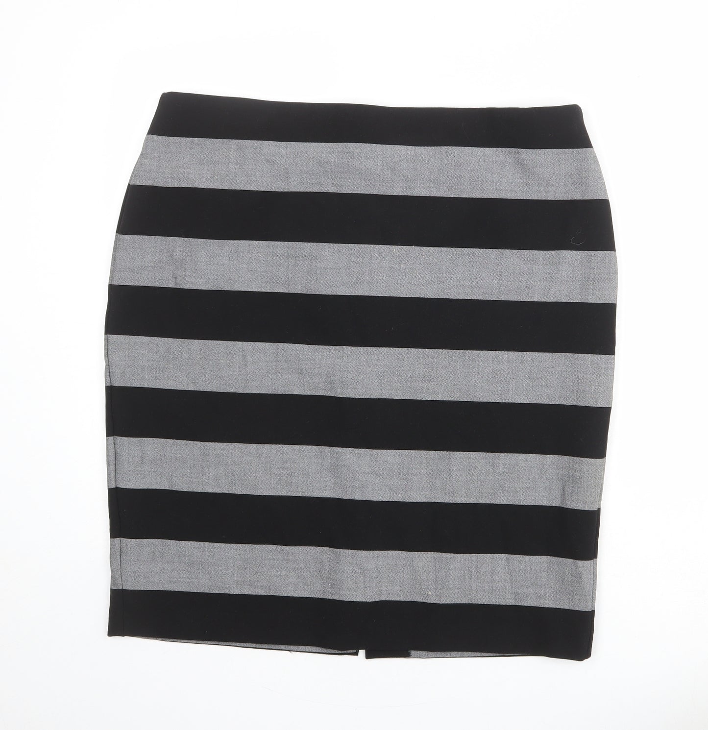 Marks and Spencer Womens Grey Striped Polyester A-Line Skirt Size 18 Zip