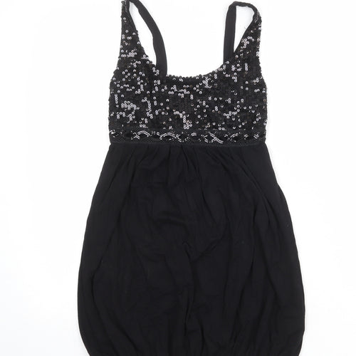 Rare Womens Black Polyester Tunic Tank Size 8 Scoop Neck