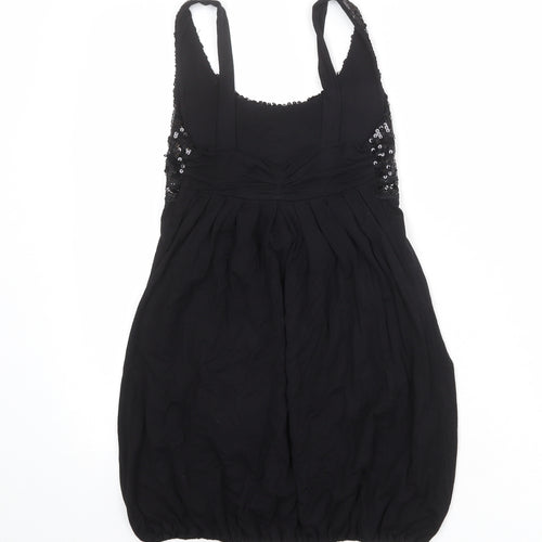 Rare Womens Black Polyester Tunic Tank Size 8 Scoop Neck