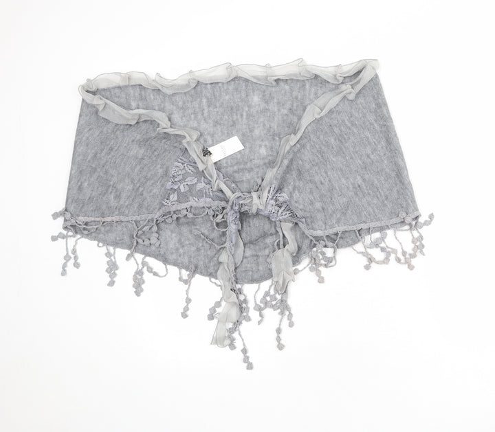 JayLey Womens Grey Silk Shawl/Wrap - Flower detail