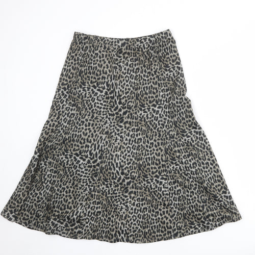M&Co Womens Multicoloured Animal Print Polyester Swing Skirt Size 10 - Leopard pattern