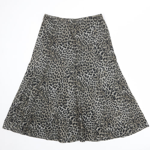 M&Co Womens Multicoloured Animal Print Polyester Swing Skirt Size 10 - Leopard pattern