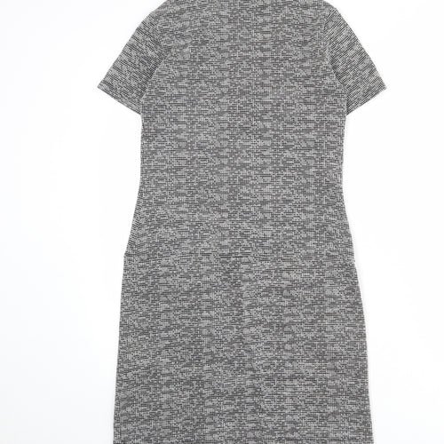 Wallis Womens Grey Geometric Polyester A-Line Size 8 V-Neck Zip