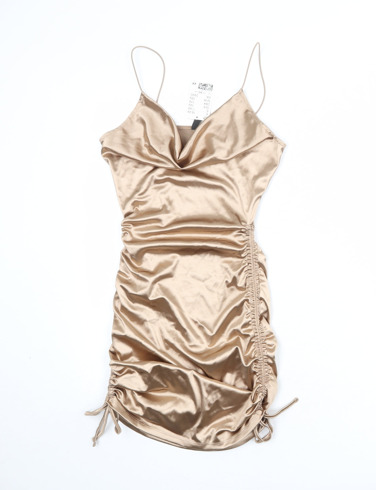 Divided by H&M Womens Gold Polyester Slip Dress Size XS Cowl Neck Pullover