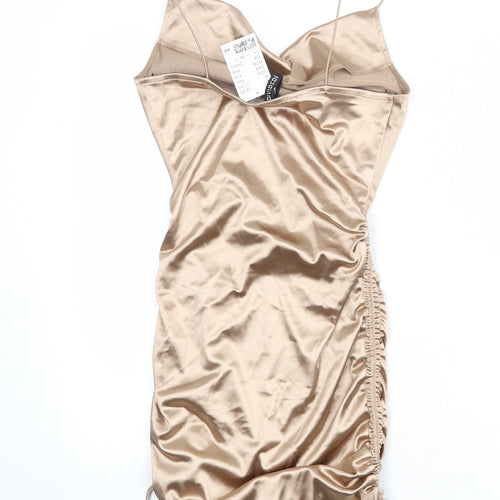 Divided by H&M Womens Gold Polyester Slip Dress Size XS Cowl Neck Pullover
