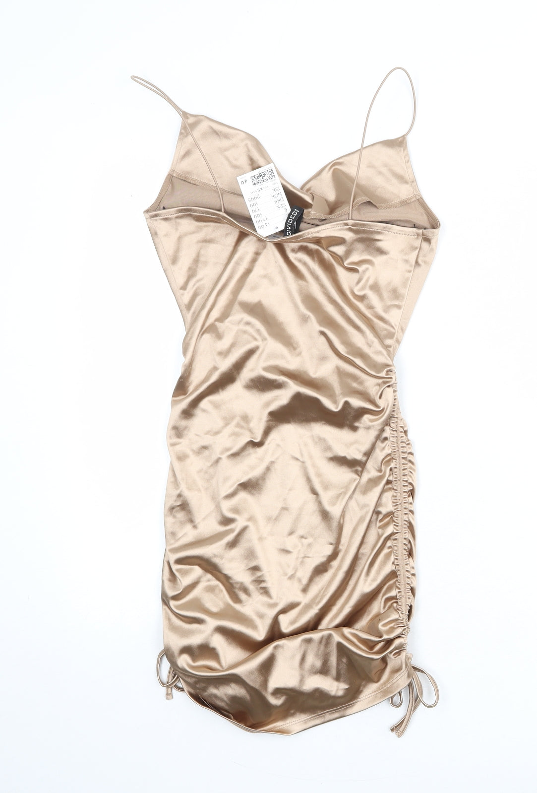 Divided by H&M Womens Gold Polyester Slip Dress Size XS Cowl Neck Pullover