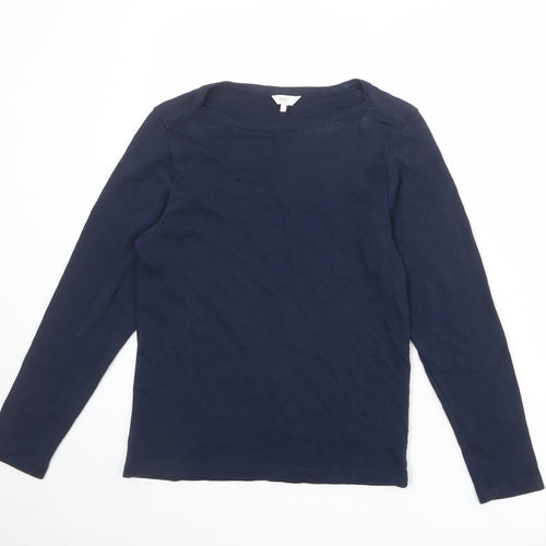 Cotton Traders Womens Blue 100% Cotton Basic T-Shirt Size 14 Boat Neck