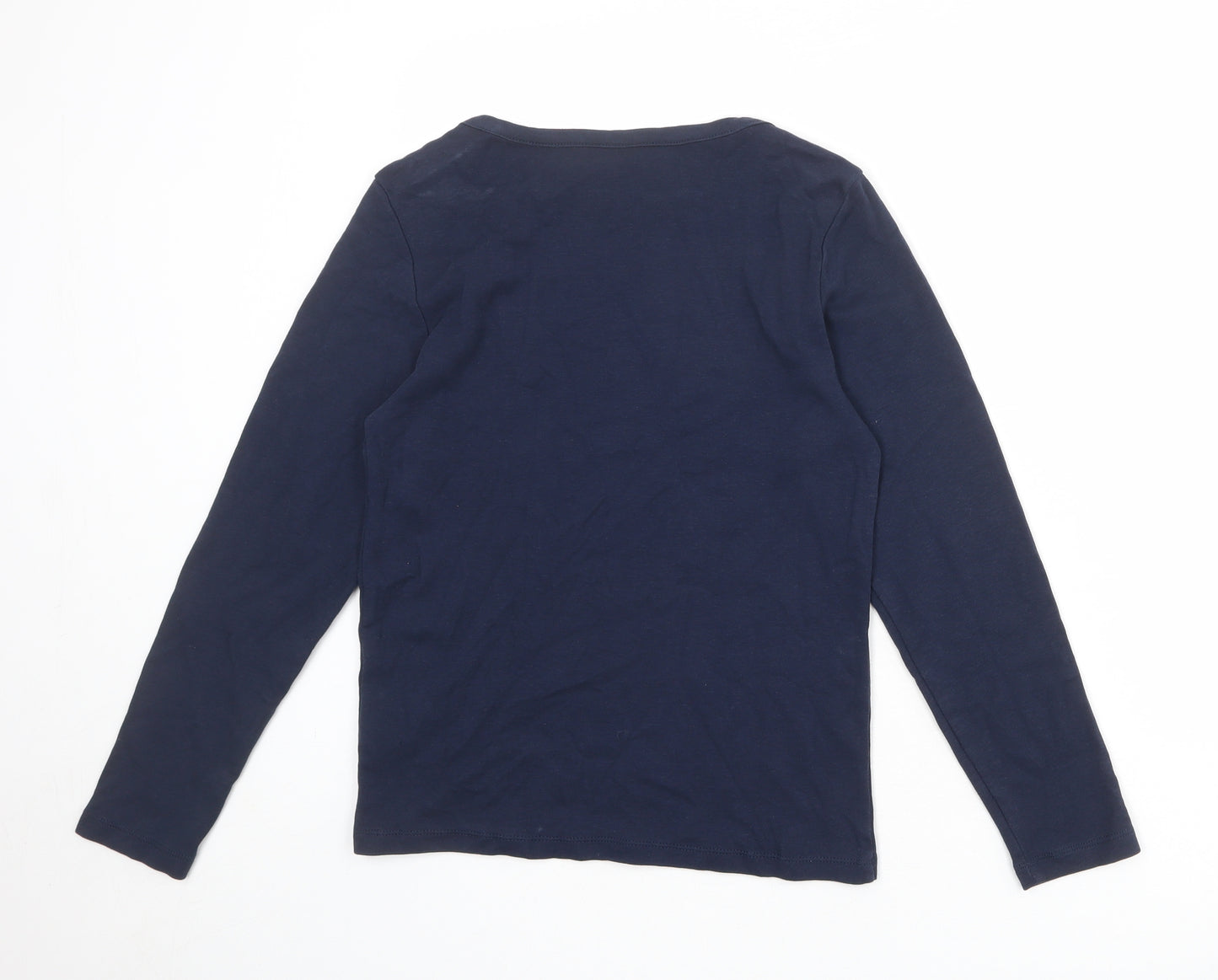 Cotton Traders Womens Blue 100% Cotton Basic T-Shirt Size 14 Boat Neck