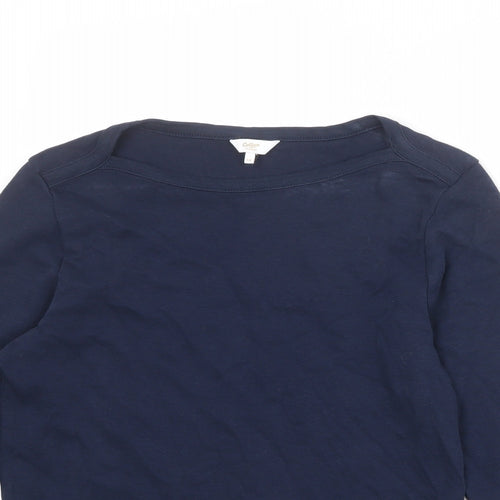 Cotton Traders Womens Blue 100% Cotton Basic T-Shirt Size 14 Boat Neck