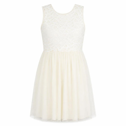 Miss Selfridge Womens Ivory Geometric Polyester Fit & Flare Size 6 Round Neck