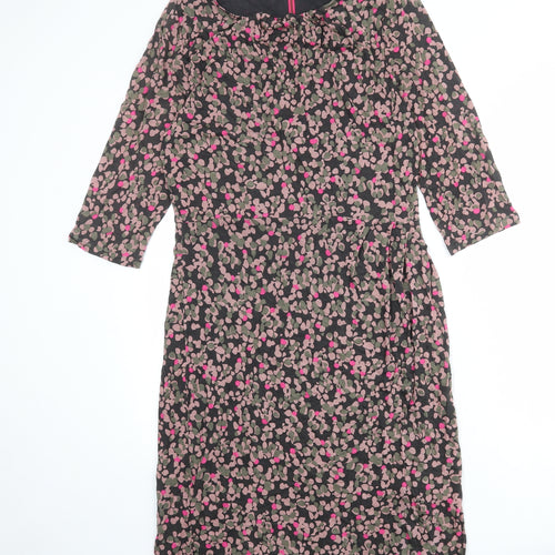 Boden Womens Grey Geometric Lyocell A-Line Size 16 Round Neck Zip