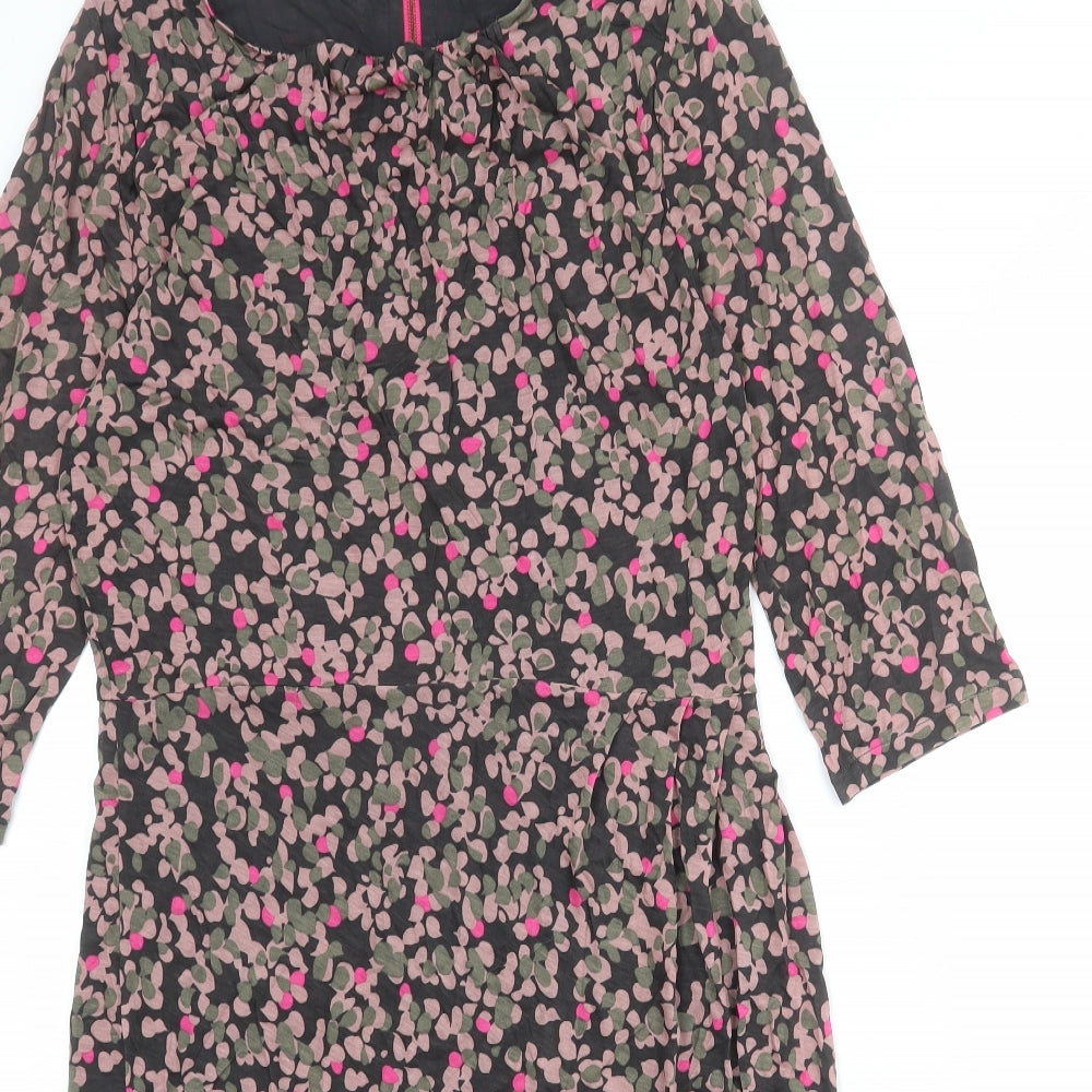 Boden Womens Grey Geometric Lyocell A-Line Size 16 Round Neck Zip