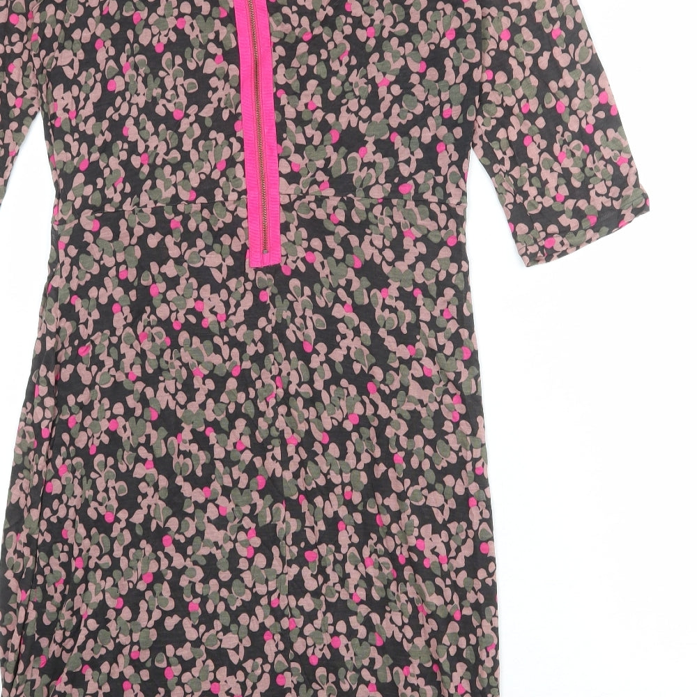 Boden Womens Grey Geometric Lyocell A-Line Size 16 Round Neck Zip