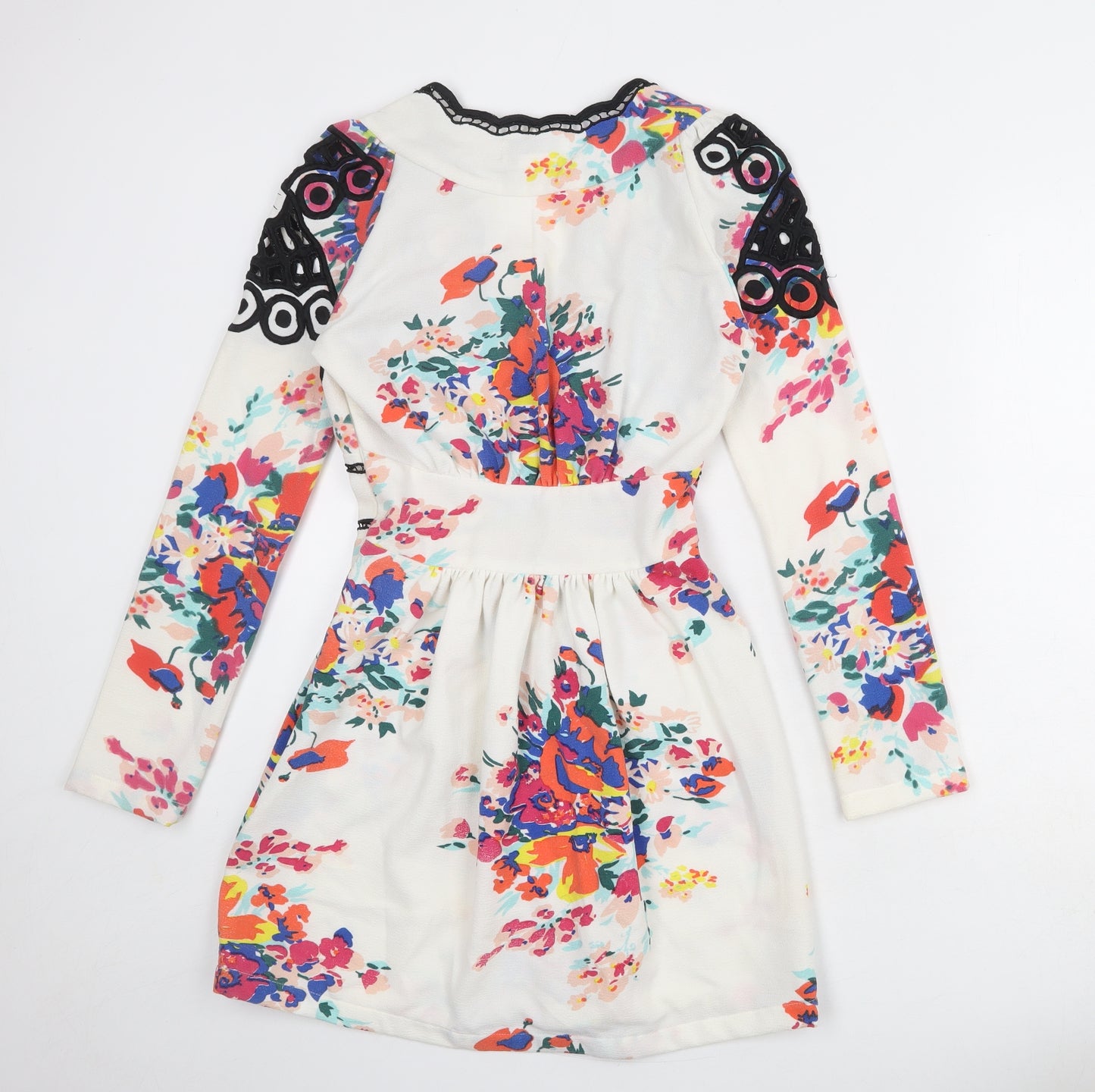 Alice McCALL Womens White Geometric Polyester A-Line Size 6 V-Neck Zip