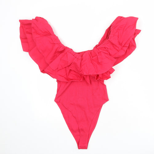 Zara Womens Pink Cotton Bodysuit One-Piece Size M Snap
