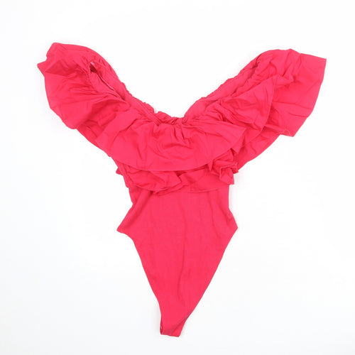 Zara Womens Pink Cotton Bodysuit One-Piece Size M Snap