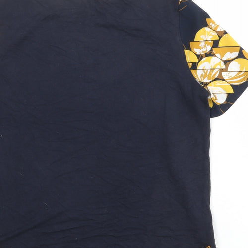 Marks and Spencer Womens Blue Geometric Polyester Basic Blouse Size 12 Boat Neck