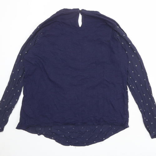 Marks and Spencer Womens Blue Geometric Viscose Basic Blouse Size 16 Round Neck